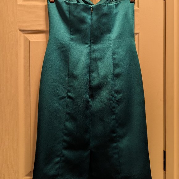 David's Bridal Strapless Bridesmaids Dress Teal Sz 4 *ALTERED* - Picture 5 of 6